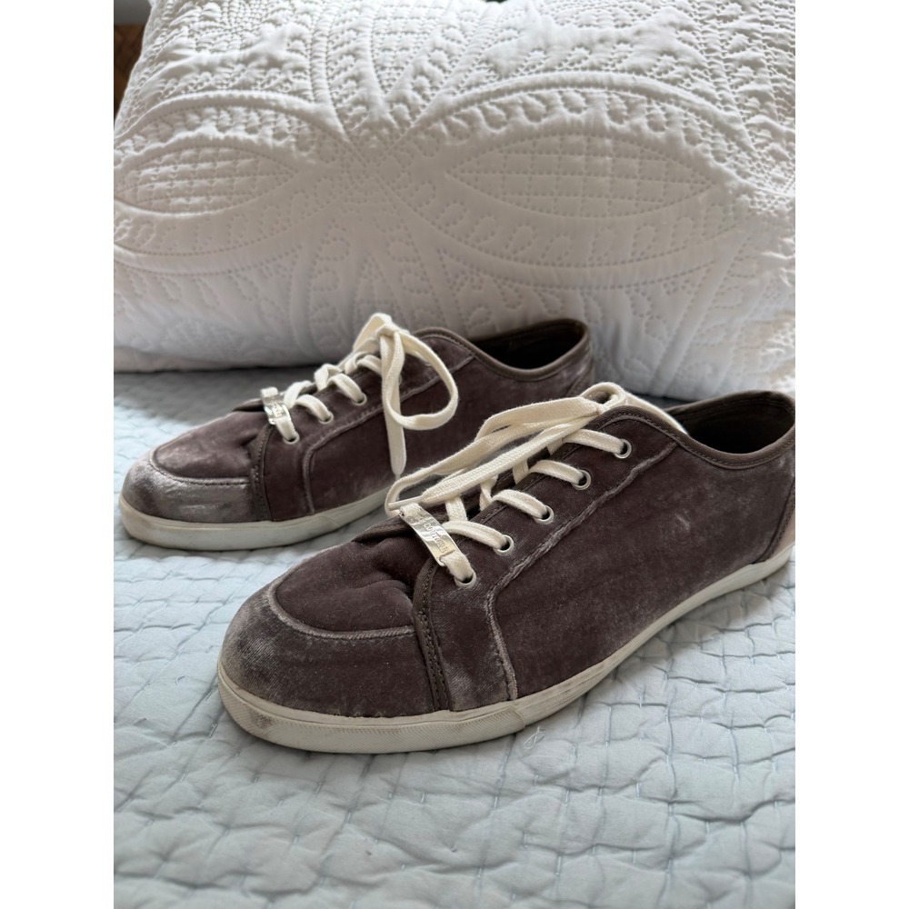 Juicy Couture Crushed Velvet Sneakers Women's Size 10 M Y2K Brown Taupe